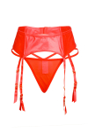 Porte-jarretelles wetlook avec string rouge