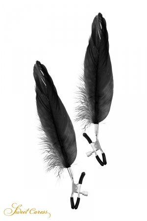 Pinces à seins plume noire – Sweet Caress